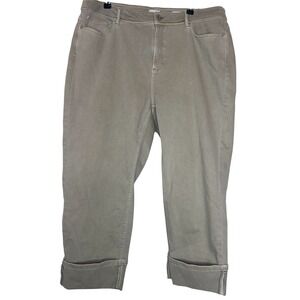 J Jill Denim High Rise Straight Leg Cropped Cuffed Jeans Women Sz 18P Green Gray